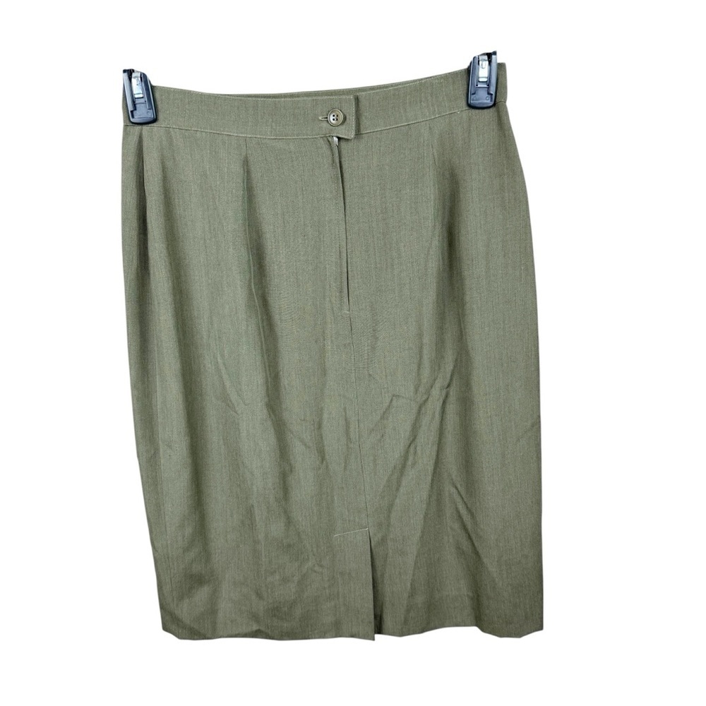 Vintage MaxMara Classic Wool Silk Olive Green Made in Italy Skirt Size 12
